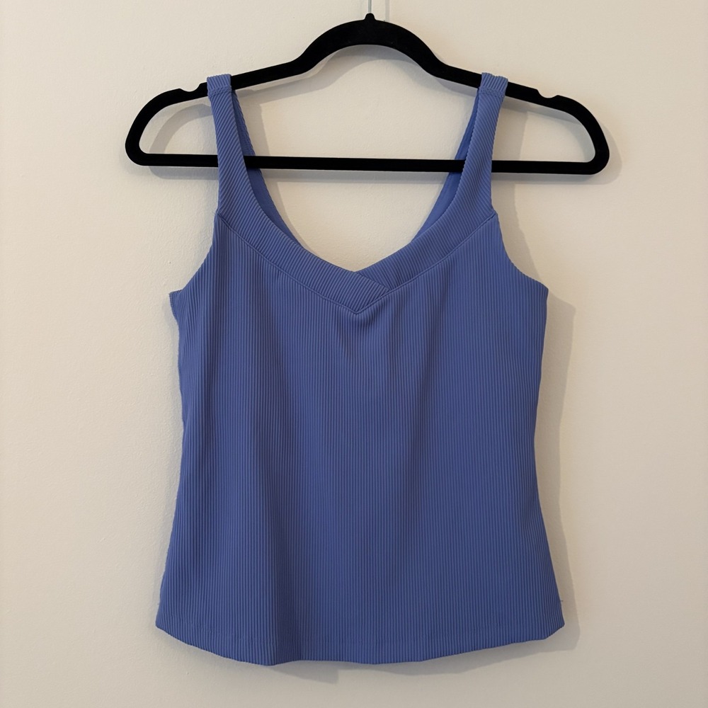 Beyond Yoga Impulse Ribbed Classic Tank Peri Blue Size S Athleisure Built-in Bra